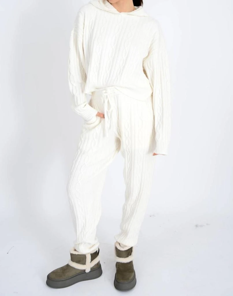 RD Style Kinsley Long Sleeve Hooded Pull-Over 
Jogging Pants Set In Winter White