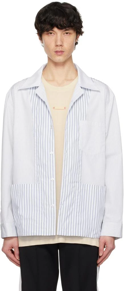 MAISON MARGIELA White & Blue Stripe Shirt 1