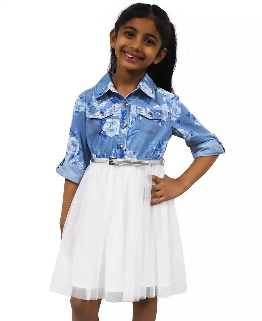 Pink & Violet Toddler & Little Girls Floral-Print Denim Tutu Dress 1