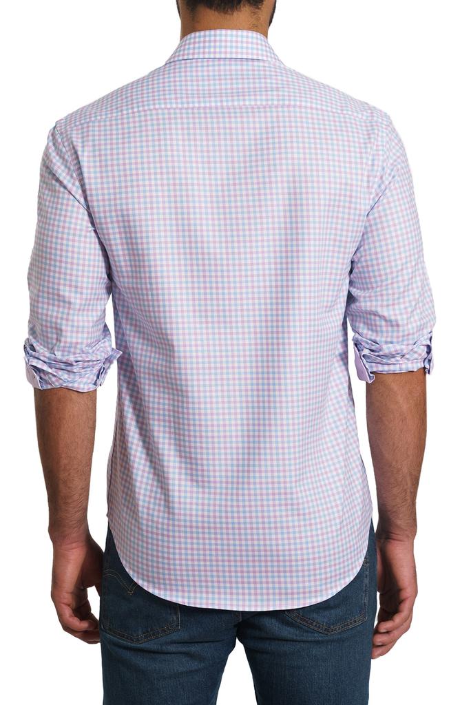 Jared Lang Trim Fit Gingham Pima Cotton Button-Up Shirt