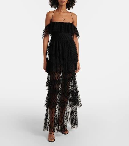 Alexandra Miro Carmen tiered tulle maxi dress 2