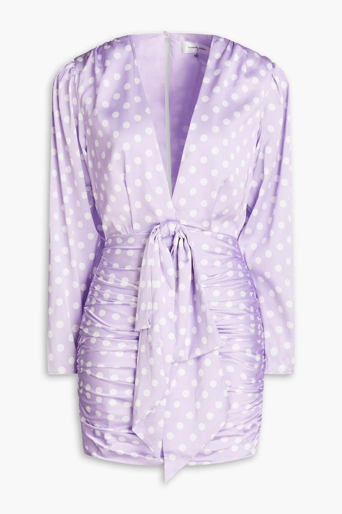 Ronny Kobo Lyric ruched polka-dot satin mini dress