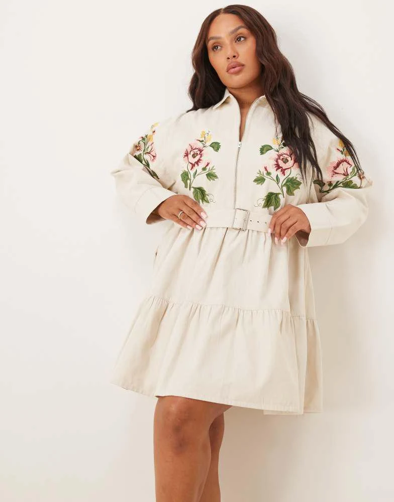 asos curve shirt dress ASOS DESIGN Curve sleeveless mini shirt dress with corset waist detail in blue stripe