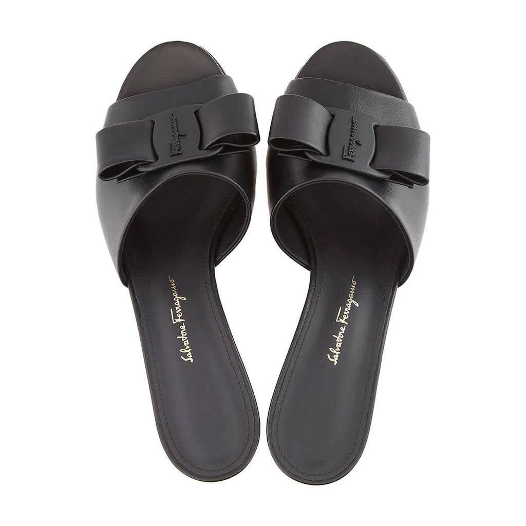 Salvatore Ferragamo Black Leather Valery 55 Sandals 3