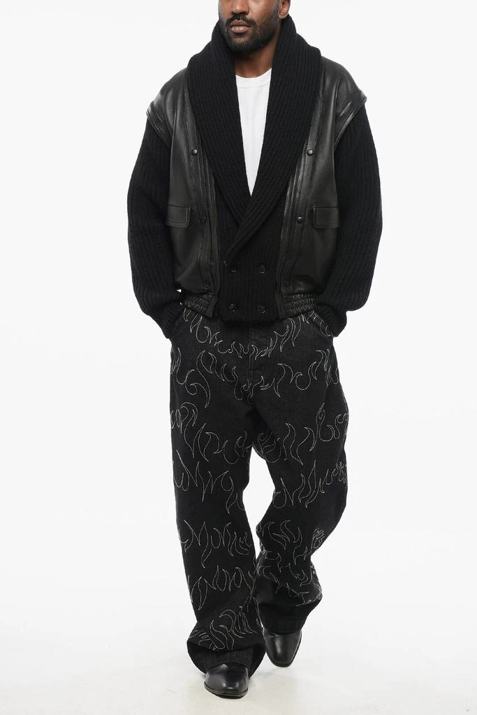 Yves Saint Laurent Saint Laurent Leather Bomber With Knitted Sleeves And Collar 4