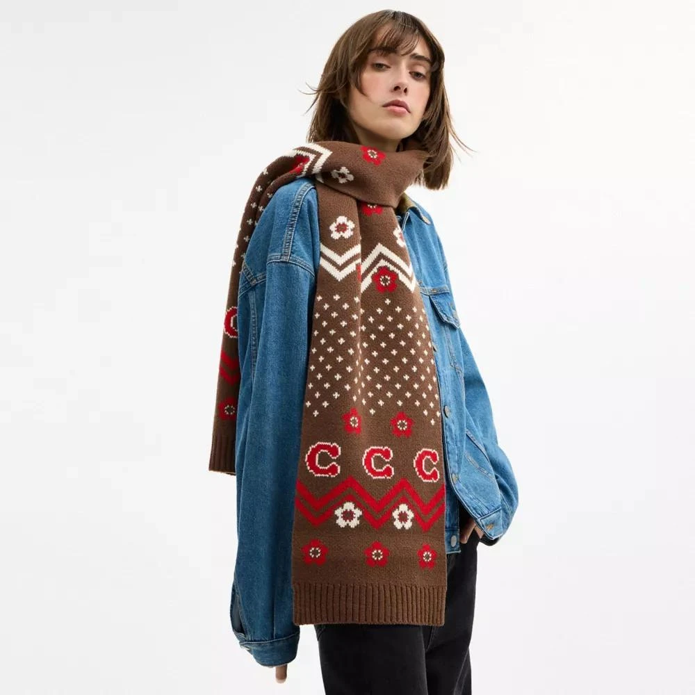 Shop Fair Isle Print Knit Muffler on Sale at BeyondStyle 