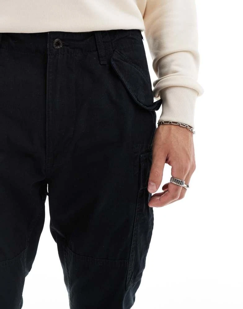 Ralph Lauren Polo Ralph Lauren slub canvas slim fit cargo trousers in black 3