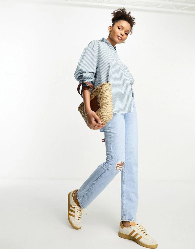 ASOS ASOS DESIGN oversized shirt in blue and white stripe 4