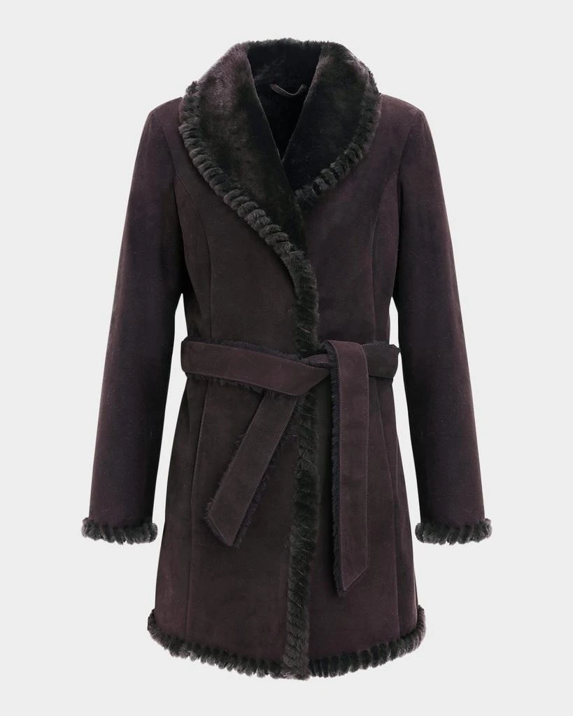 Gorski Merino Shearling Lamb Belted Stroller With Whipstitch Trim