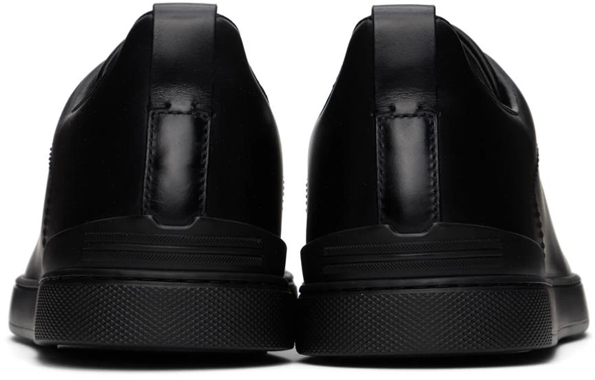 Zegna Black Triple Stitch Sneakers 2
