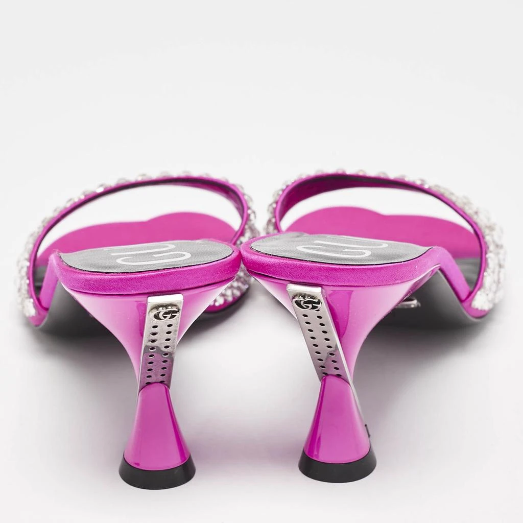 Gucci Gucci Pink Satin Galactica Crystal Embellished Slide Sandals Size 37 5