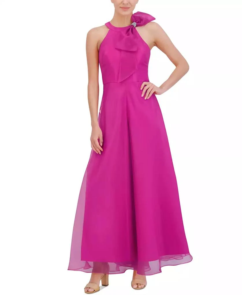 Eliza J Women's Bow Halter-neck Sleeveless Wide-leg Jumpsuit 1