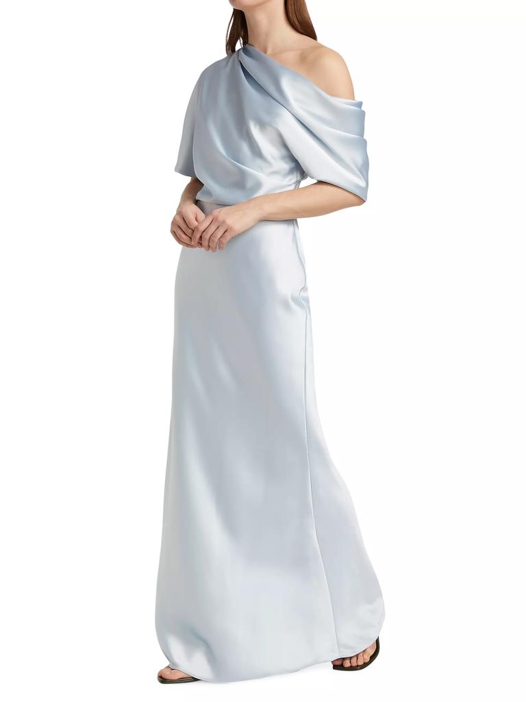 Amsale Satin One-Shoulder Gown