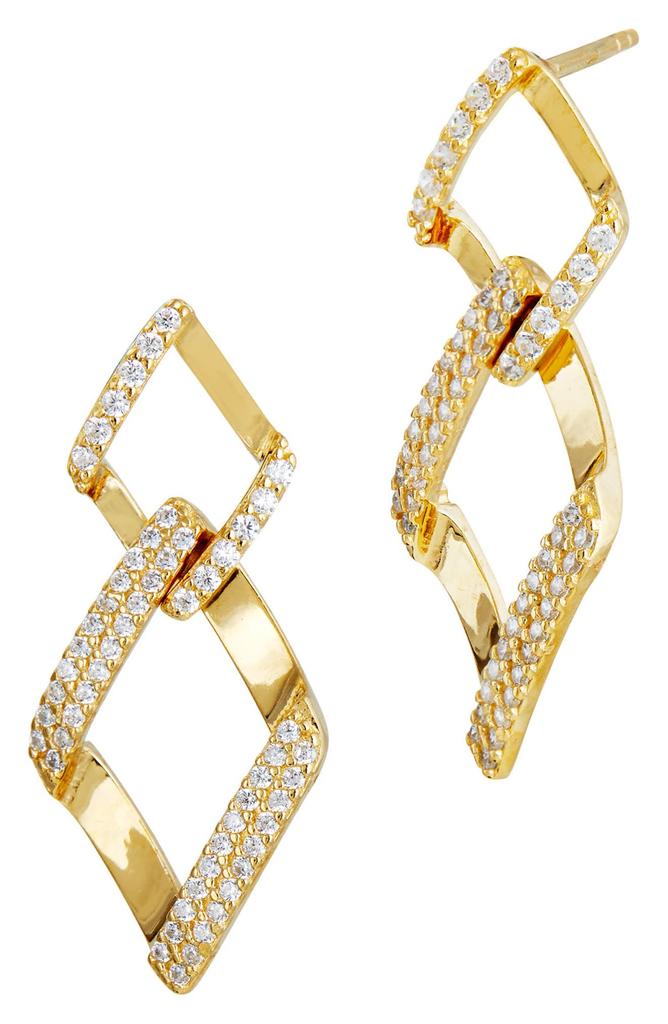 Savvy Cie Jewels 18K Yellow Gold Vermeil CZ Geometric Drop Earrings