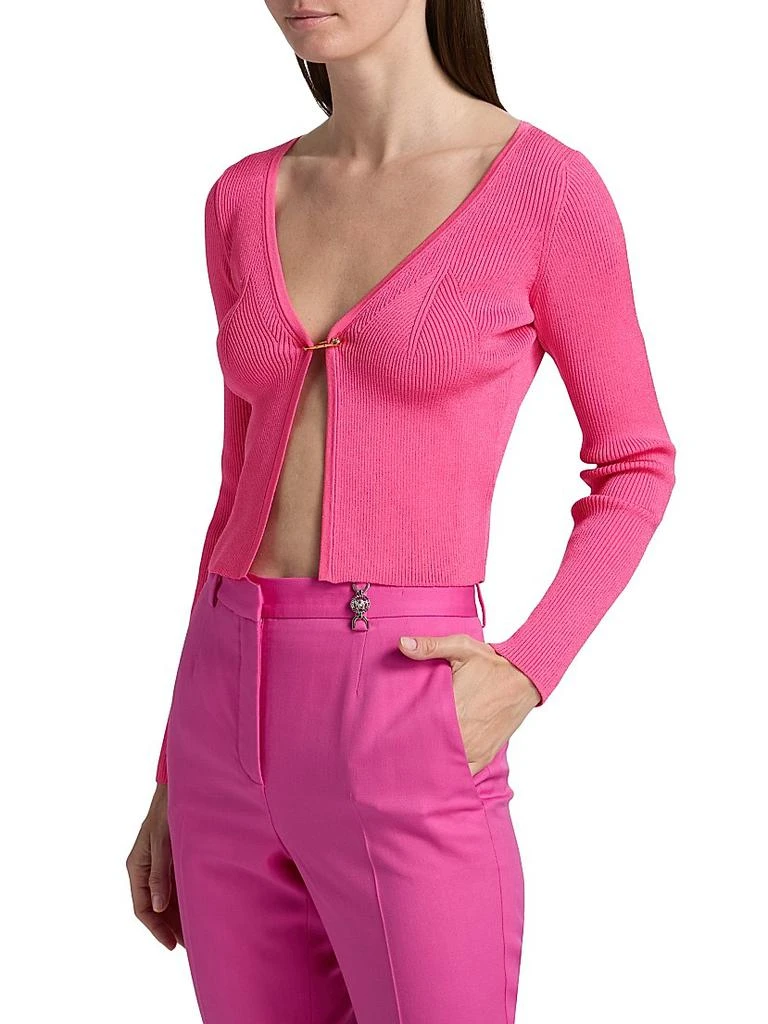 Versace Rib-Knit Safety Pin Cardigan 4