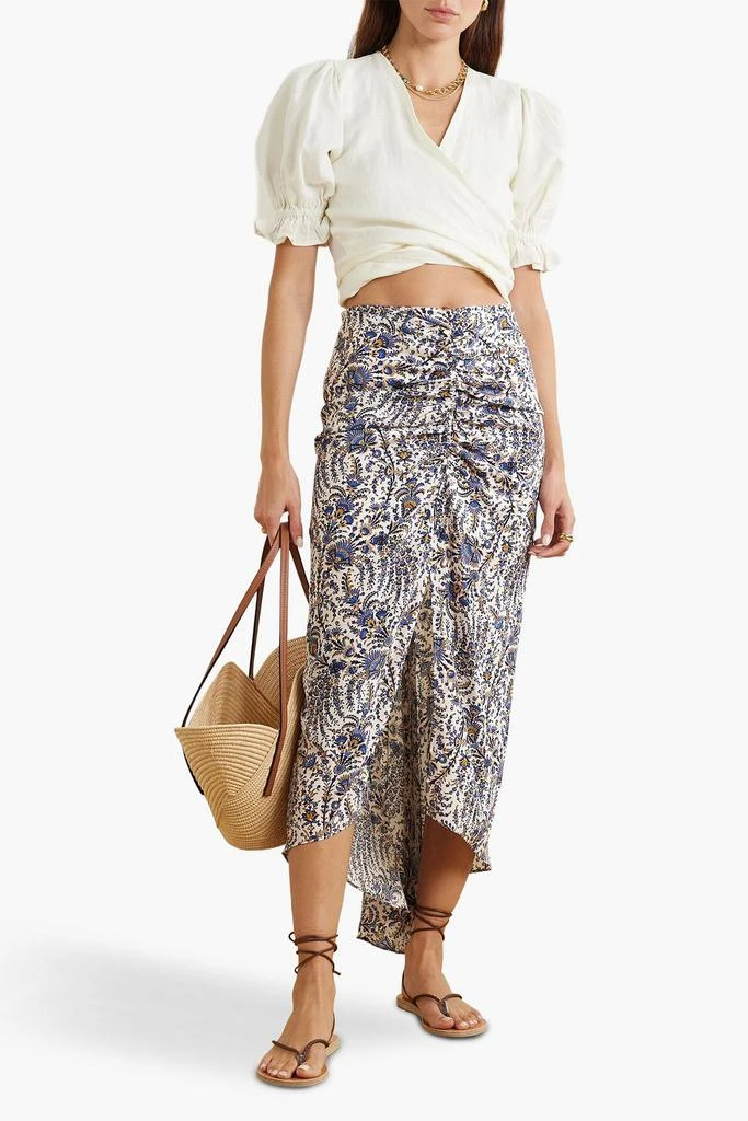 VERONICA BEARD Pixie asymmetric printed stretch-silk georgette skirt 2