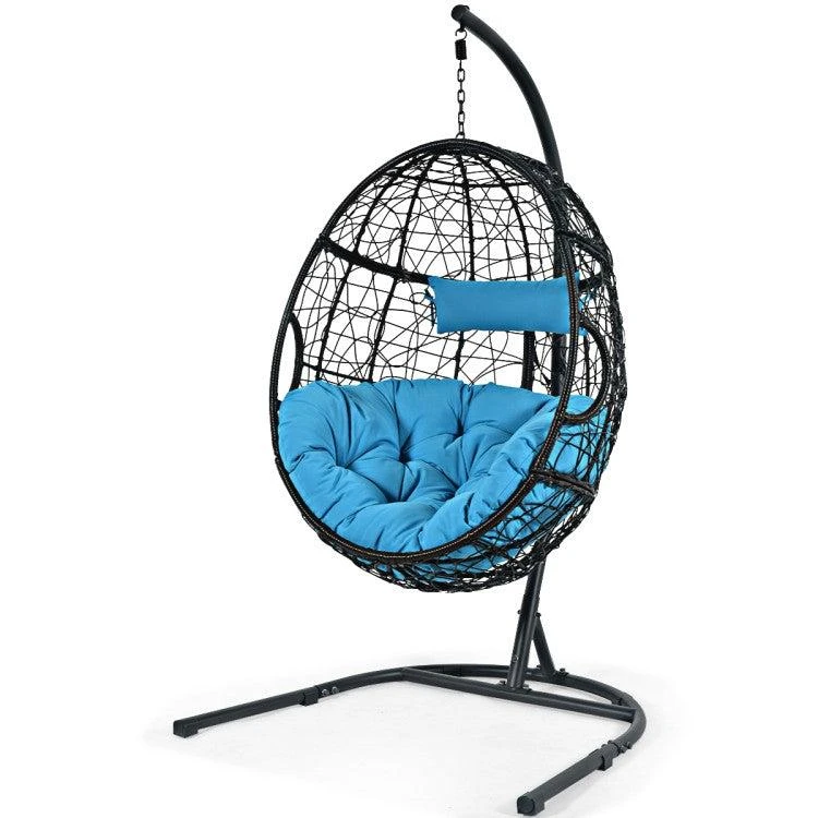 Hivvago Hanging Cushioned Hammock Chair with Stand -Gray 7