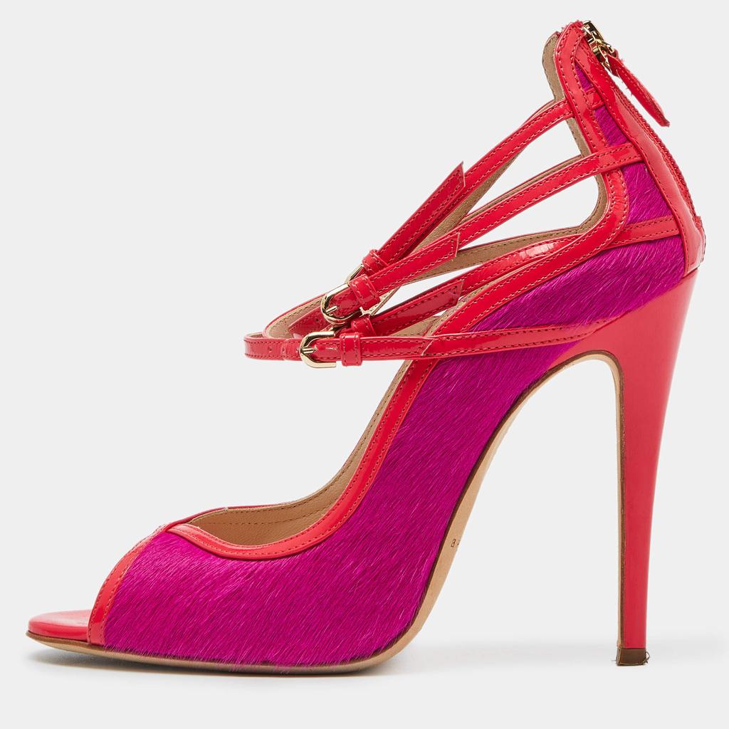 Brian Atwood Brian Atwood Pink Calf Hair and Patent Leather Stellah Pumps Size 37.5