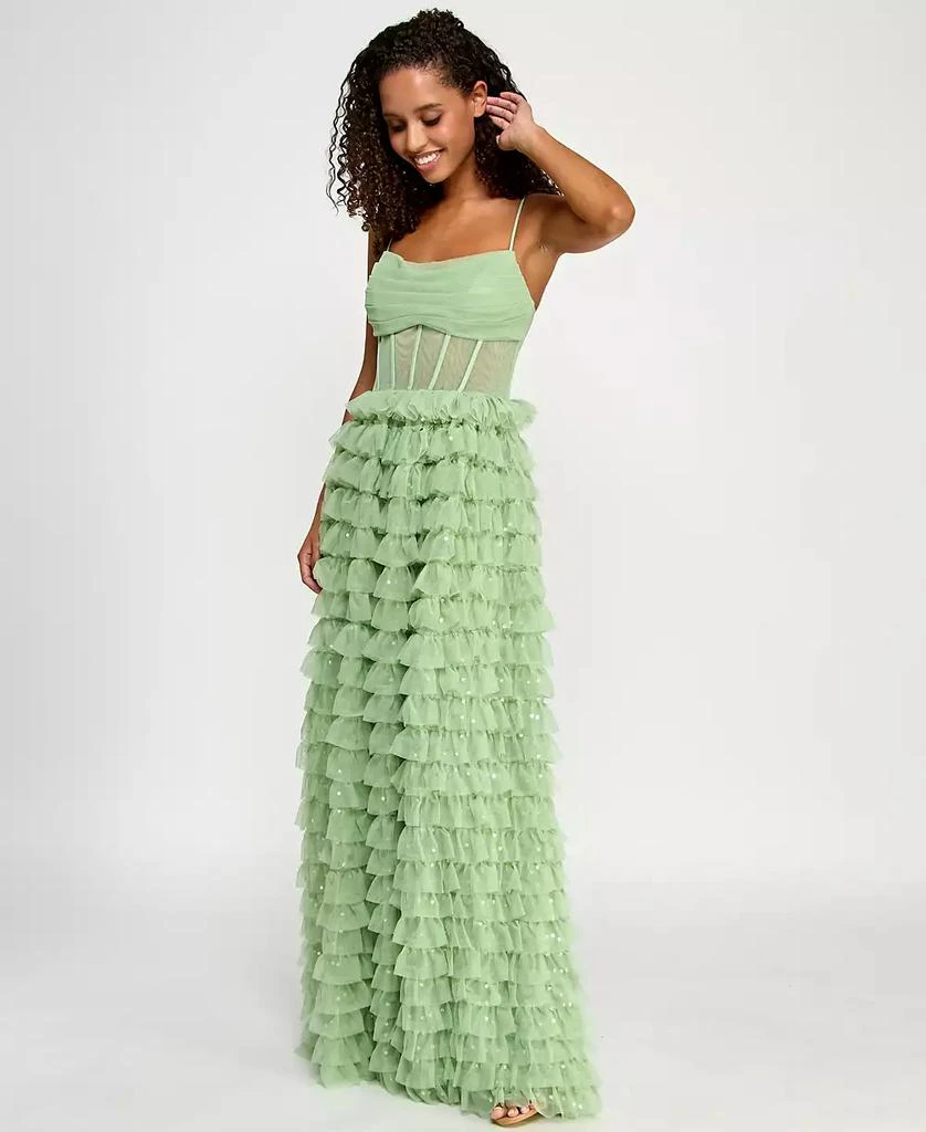 Say Yes Juniors' Ruffled Embellished Corset Gown, Created for Macy's 3