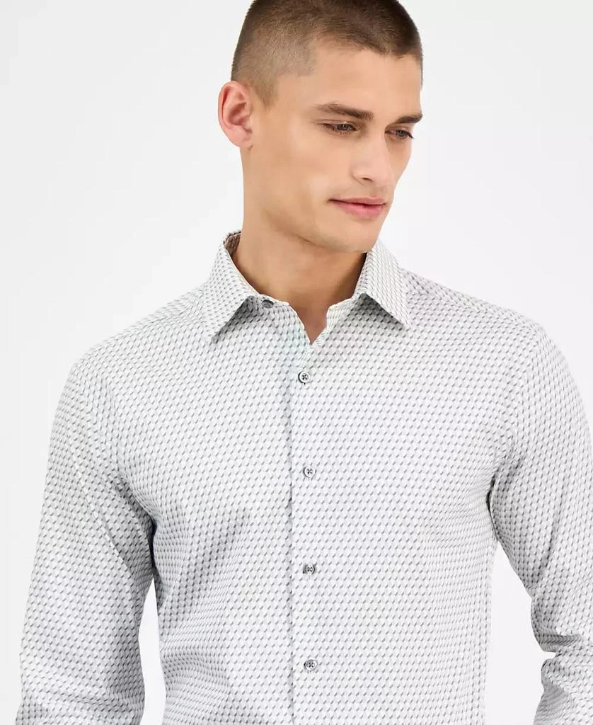 alfani mens dress shirts Alfani Mens Slim fit Dress Shirt Medium 14-14.5 Long Sleeve Pink Geometric 32-33