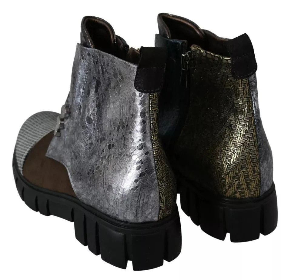 eBARRITO multi Leather Suede Zipper Ankle Boots Women's Shoes (Pre-Owned) 4