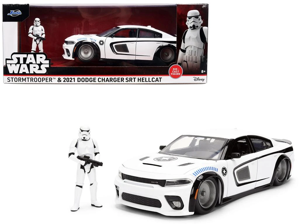 Jada 2021 Dodge Charger SRT Hellcat White Graphics Stormtrooper Figure Star Wars Franchise Hollywood Rides 1/24