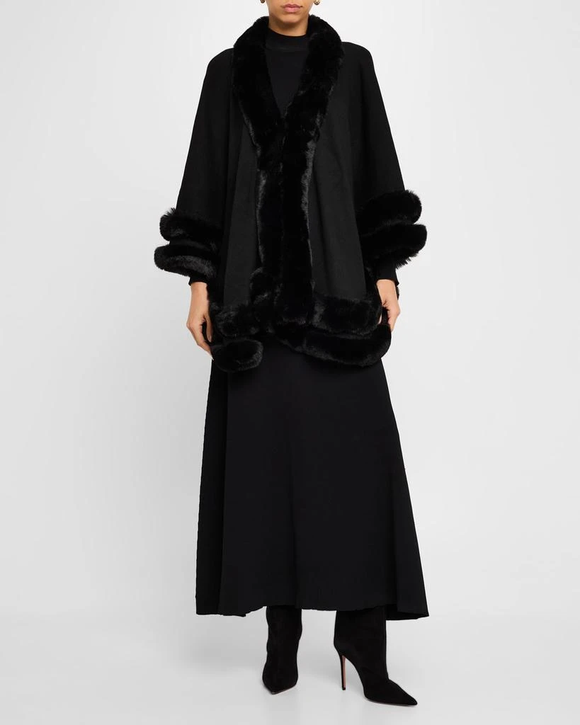 La Fiorentina Ruana Shawl W/ Faux Fur Trim 2