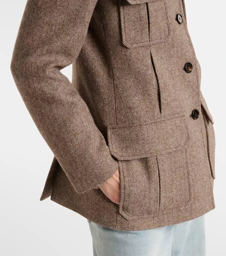 Chloé Herringbone leather-trimmed wool jacket 5