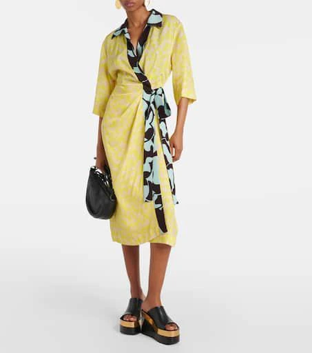 Dries Van Noten Printed wrap midi dress 2