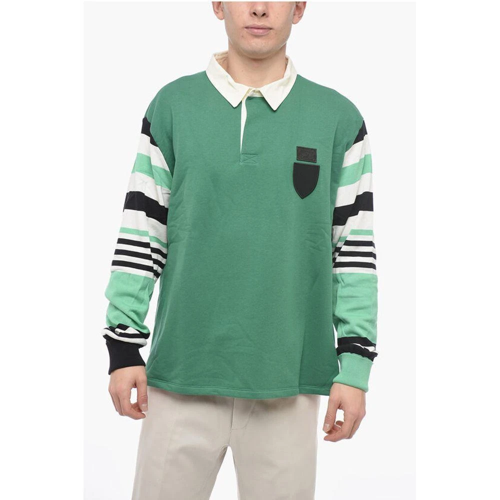 Neil Barrett Box Fit COLLEGIC RUGBY Polo with Knitted Men's Sleeves 1