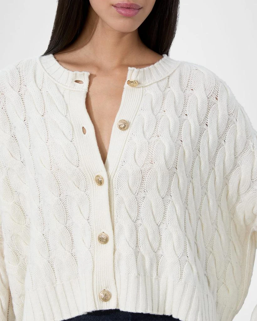 Alice + Olivia Cecilie Cropped Cable-Knit Cardigan 6