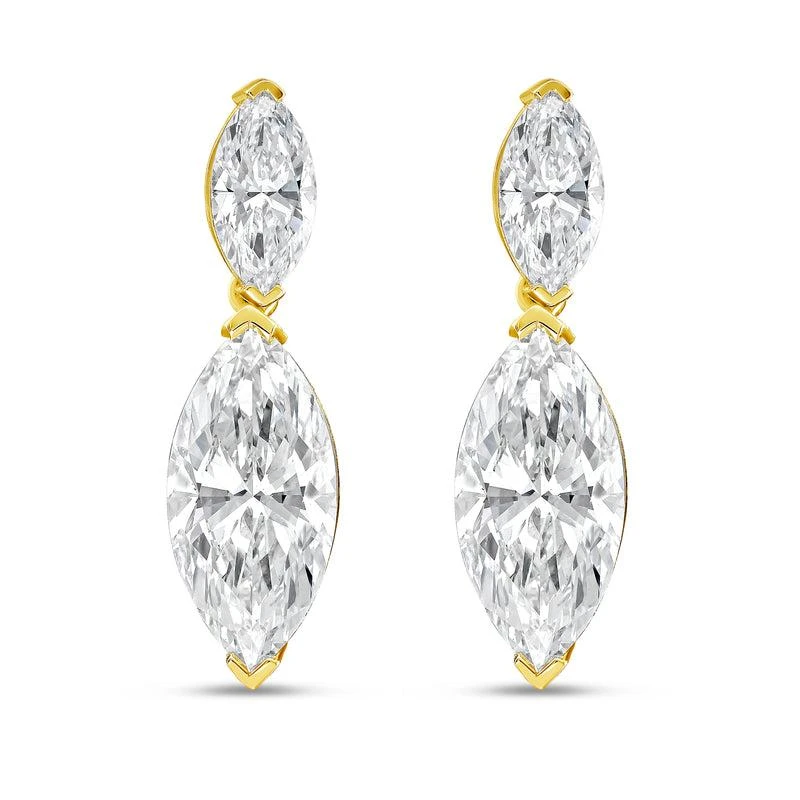 Diana M Jewels 14KW YG Drop Earrings 8.00 Ct TW of Lab grown marquise diamonds
