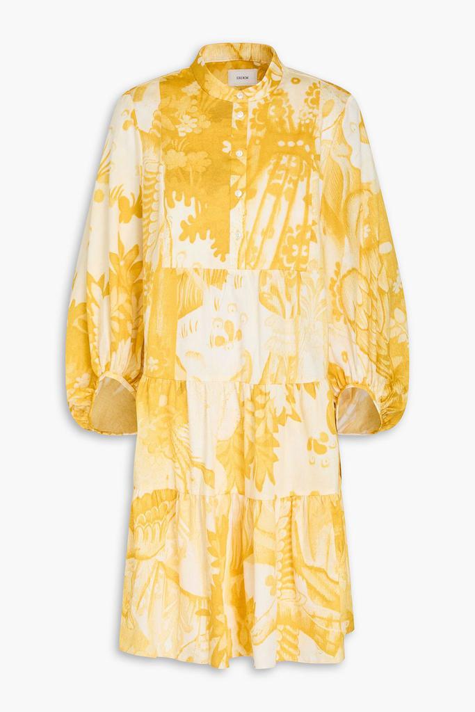 Erdem Tiered printed cotton-twill mini shirt dress
