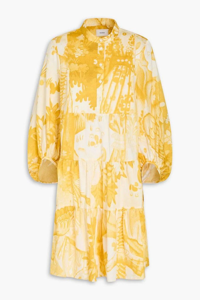 Erdem Tiered printed cotton-twill mini shirt dress 1