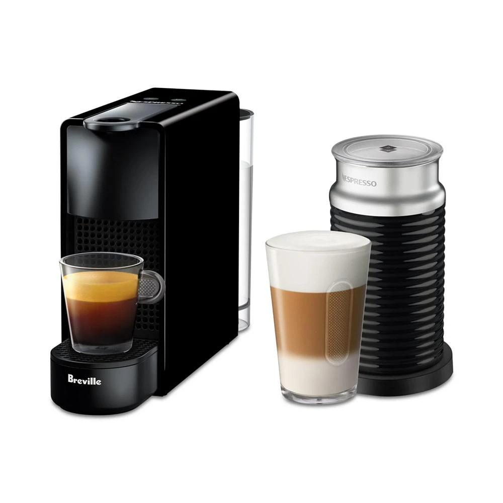 Nespresso Original Essenza Mini Espresso Machine by Breville, Black with Aeroccino Milk Frother 1