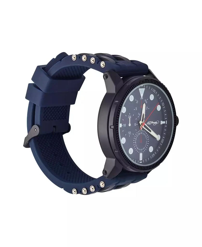 Ed Hardy Men's Navy Silicone Strap Watch 48mm 2