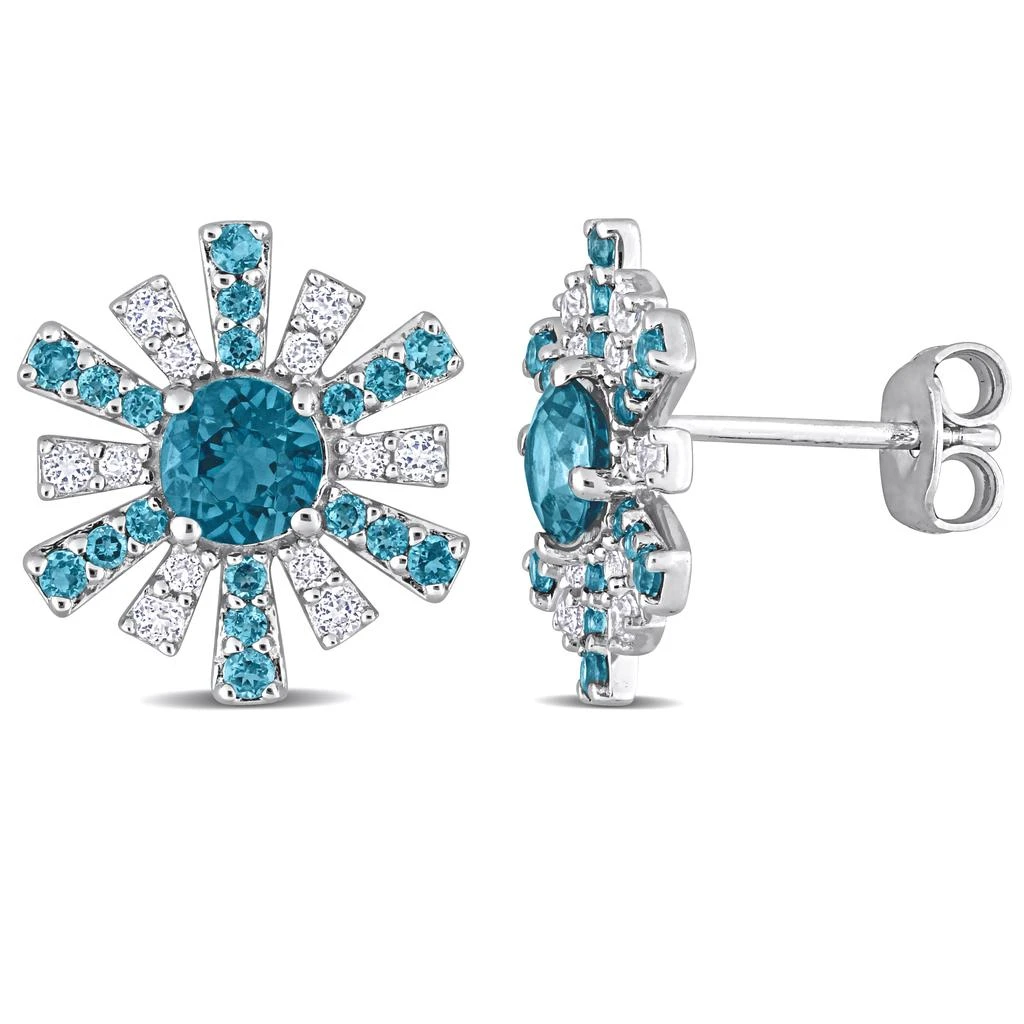 Mimi & Max 2 1/10ct TGW London Blue Topaz and White Topaz Starburst Earrings in Sterling Silver 1