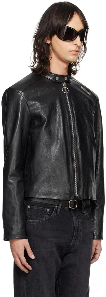 Acne Studios Black Band Collar Leather Jacket 4