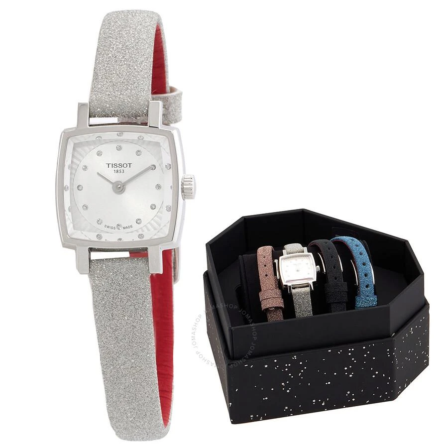 Tissot Lovely Square Festive Kit Quartz Diamond Silver Dial Ladies Watch T0581091703602 1