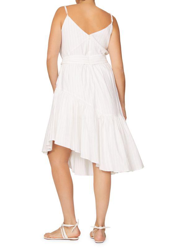 MARISSA WEBB Striped Asymmetric Midi Dress