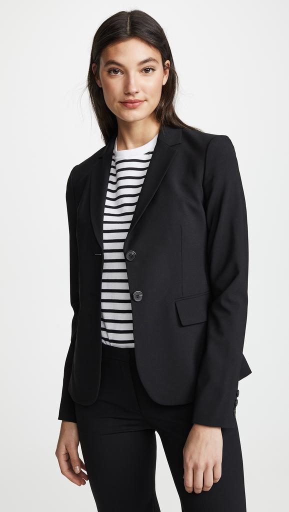 Theory Traceable Wool Slim Single-Breasted Blazer BLACK 12