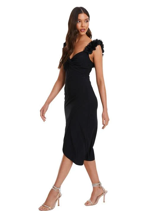 QUIZ Womens Floral Trim Strap Midi Dress 3