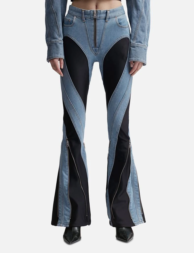 Mugler Zipped Bi-Material Jeans 1