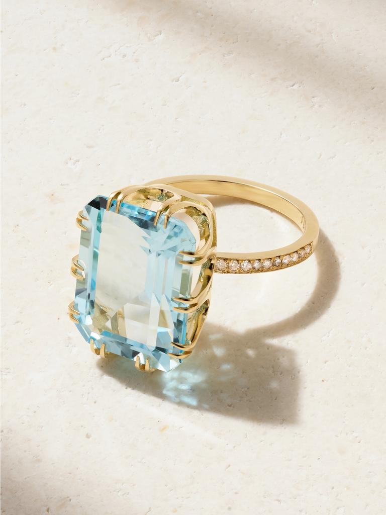 Ileana Makri Crown 18k 黄金、托帕石、钻石戒指