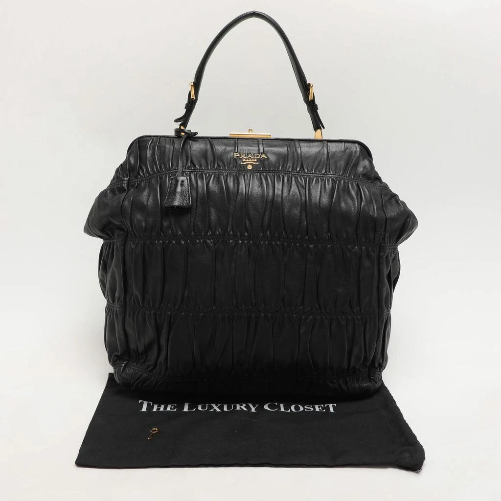 Prada Prada Black Matelasse Leather Top Handle Bag 17