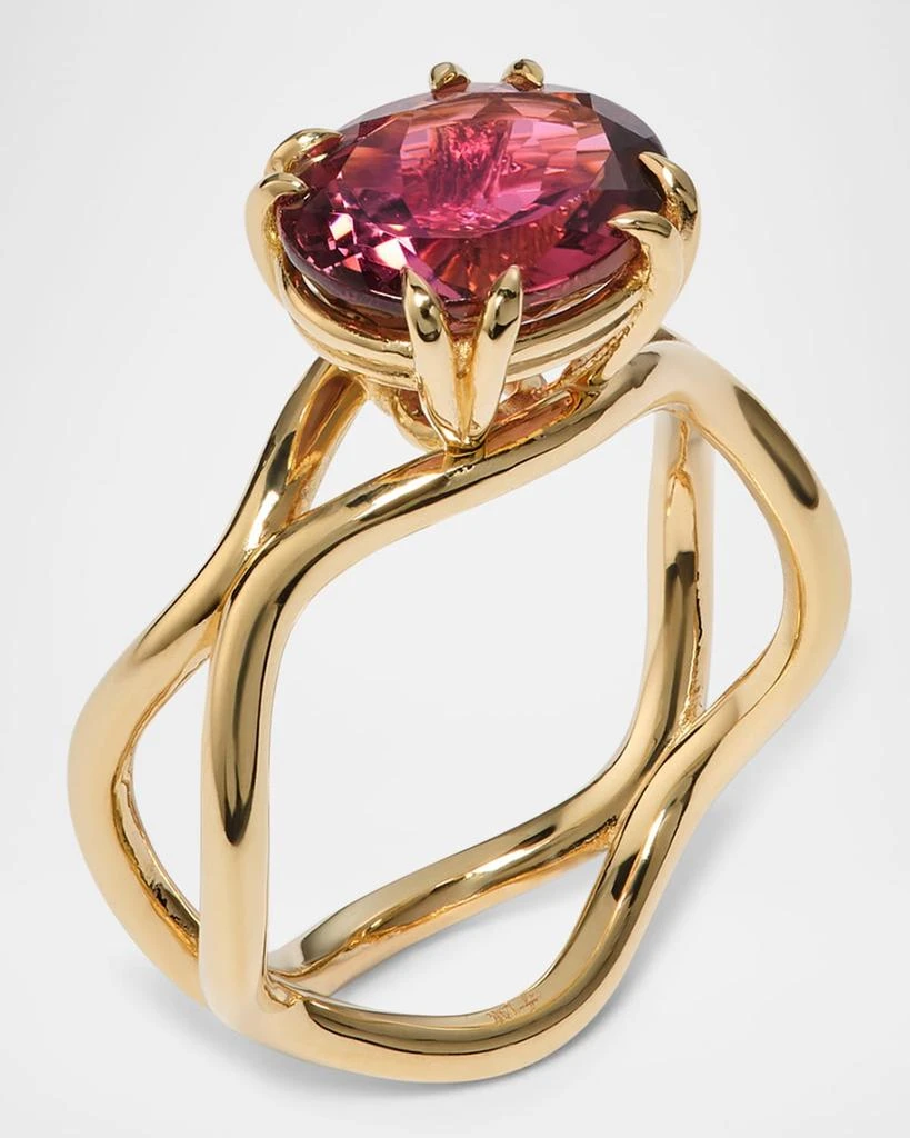 Jamie Turner 18K Yellow Gold Rose Ring with Rubellite 2