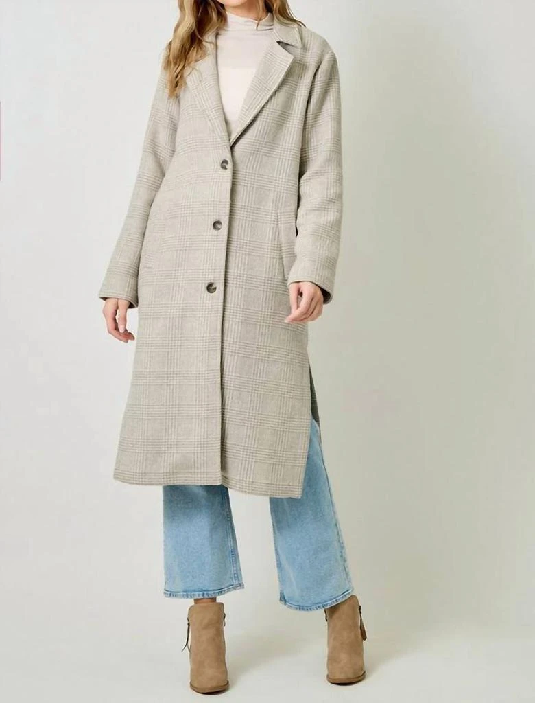 mystree Mystree - Houndstooth Plaid Long Coat