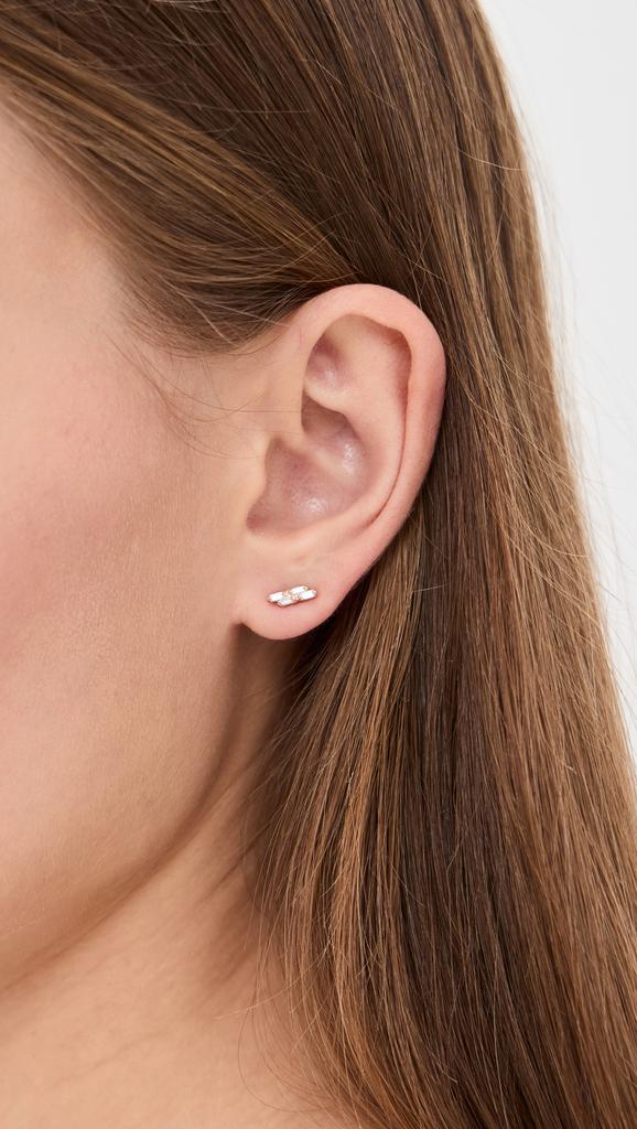 Suzanne Kalan 14k Double Baguette Diamond Stick Studs