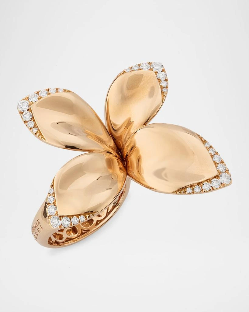 Pasquale Bruni Giardini Segreti 18K Red Gold Flower Ring with Diamond Petals 3