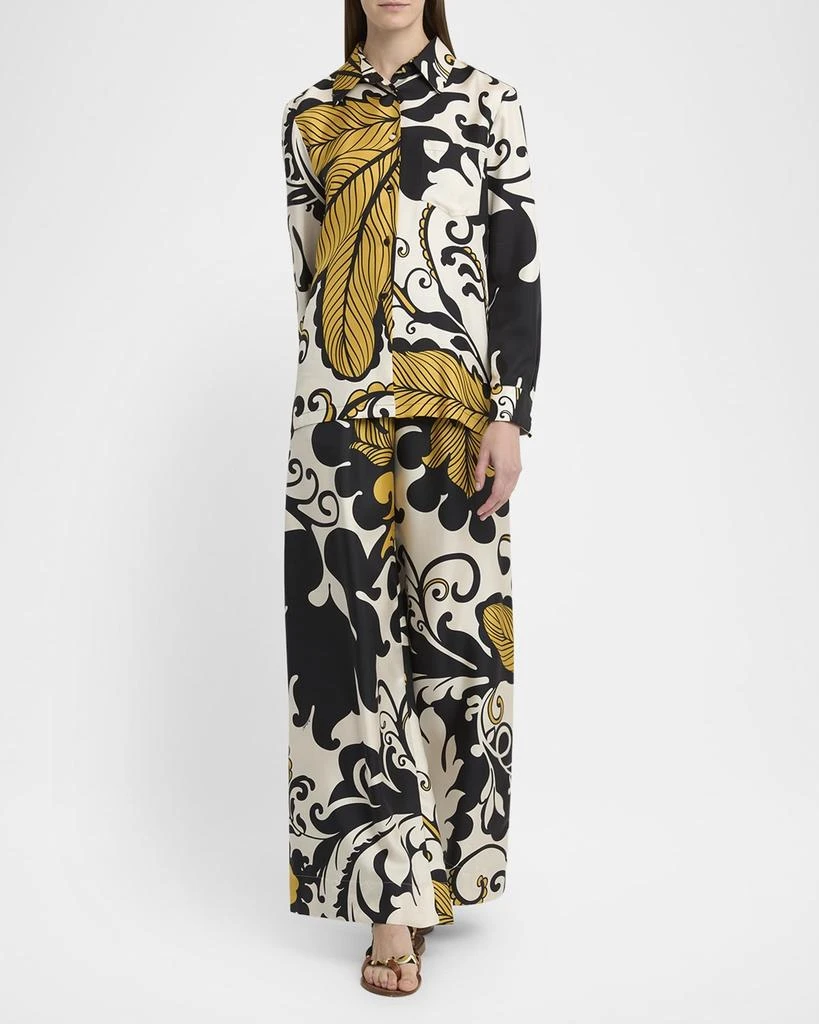 LA DOUBLE J Marea-Print Wide-Leg Pull-On Palazzo Pants 2